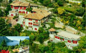 an aerial view of a house with red windows at Barony Olive mit Hund in Lugano