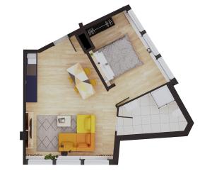 a rendering of a floor plan of a room at GAMA Home in Fribourg