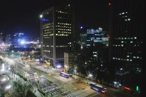 Vista general de Seúl o vista desde el apartahotel