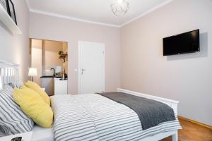 Telewizja i/lub zestaw kina domowego w obiekcie Apartamenty i Studia HERBARIUM
