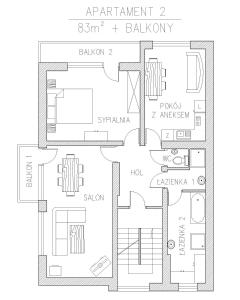Plan piętra w obiekcie Bastówka Apartamenty