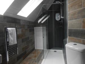 a bathroom with a toilet and a shower stall at Rockville Hotel in Edinburgh