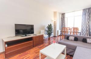 a living room with a couch and a tv at YOUR HOME - Central Apartment in Barcelona