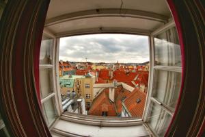 Výhľad na mesto Praha alebo výhľad na mesto priamo z hostela