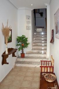 ルイデラにあるCasa Ruyderaの階段のある廊下(テーブル、植物付)