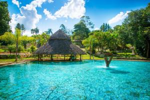 a large swimming pool with a thatch hut at Rio Quente Resorts - Eco Chalés in Rio Quente +28 photos