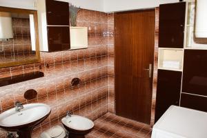 a bathroom with a sink and a toilet and a mirror at Dalia in Omiš +43 photos