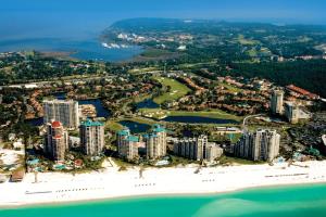 an aerial view of the beach and buildings at Sandestin Golf and Beach Resort in Destin