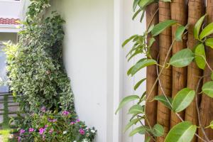 a fence with plants on the side of a house at Casa Clara Paraty in Paraty