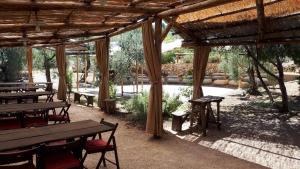 a pavilion with tables and benches in a park at Agriturismo La Torre Rossa in Itri