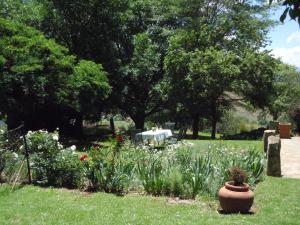 a garden with a bunch of flowers in the grass at Bethel Lodge in Clarens