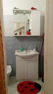 サンレモにあるElegante Loft Nel Cuore Di Sanremoのバスルーム(洗面台、トイレ、鏡付)