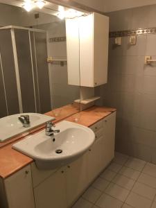 a bathroom with a sink and a mirror at Villa Dora in Grado