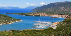 a view of a harbor with boats in the water at The Rožolina room in Cres