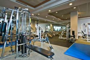 a gym with several treadmills and machines at Serene Condo in SF/North Beach/Telegraph Hillside in San Francisco