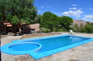 a swimming pool in the middle of a yard at Finca El Carmen Cabañas in Angastaco