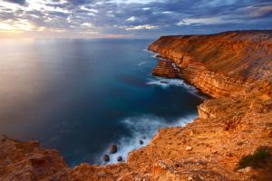 a view of the ocean from a cliff at Salt The Studio in Kalbarri