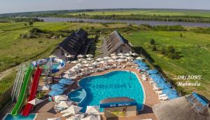 an aerial view of a water park with a water slide at Orizont-Mahmudia in Mahmudia