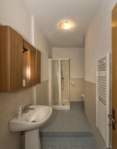 y baño con lavabo, aseo y ducha. en Cisanello Appartamenti Teresa, en Pisa