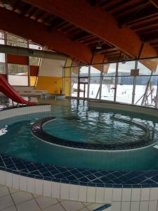 ein großer Wasserpool in einem Gebäude in der Unterkunft Apart Riviera Lipno J4-12 in Lipno nad Vltavou