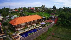 an aerial view of a house with a swimming pool at Summer Guesthouse Lovina in Lovina