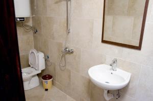 un bagno con wc, lavandino e doccia di Karadzhovata Kashta a Zlatograd Altre 125 foto