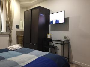 伊索拉德利里的住宿－Waterfall Vicolo V，一间卧室配有一张床和一台平面电视