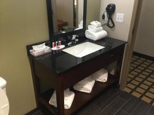a bathroom with a toilet, sink and mirror at Baymont by Wyndham Page Lake Powell in Page