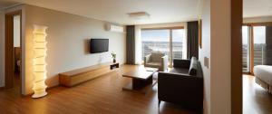 TV a/nebo společenská místnost v ubytování Jeju Aerospace Hotel