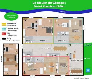 a floor plan of a building with at Moulin de Chappes in Chappes +42 photos