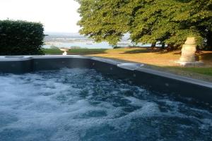 a large plunge pool with water in a yard at Château du Landin - Bains nordiques in Le Landin