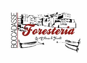 a drawing of a city with boats and a castle at Foresteria Boccadasse in Genoa