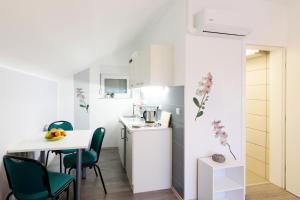 Kuchyň nebo kuchyňský kout v ubytování Apartmani Orhideja