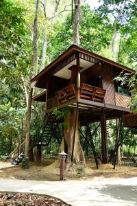 a tree house in the middle of a forest at Khao Sok Nature Resort in Khao Sok National Park