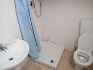 a bathroom with a shower and a toilet and a sink at Enjoy Badolato! in Badolato