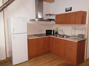a kitchen with a white refrigerator and a sink at Noelia Cazorla sierra in Arroyo Frio