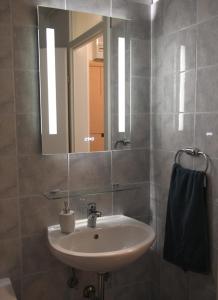 a bathroom with a sink and a mirror at Oaza Apartman Zagreb Arena 1 in Zagreb