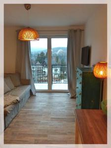 Televízia a/alebo spoločenská miestnosť v ubytovaní Apartament Szrenica View