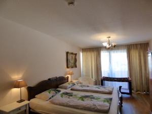 1 Schlafzimmer mit 2 Betten und einem Fenster in der Unterkunft Colibri Apartment in Baden-Baden