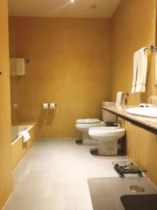 a bathroom with a toilet and a sink at Hotel Miraparque in Lisbon