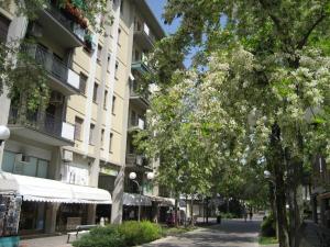 a street in front of a building with a tree at Santis Appartament in Grado