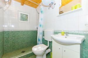 a bathroom with a toilet and a sink and a shower at House Mislav in Velike Kuknjare +11 photos