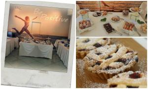 a collage of three pictures of a table with pastries at Sportur Club Hotel in Cervia
