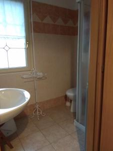 ein Bad mit einem Waschbecken und einem WC in der Unterkunft Cà Pinotta in Miazzina