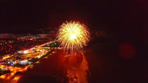an aerial view of a fireworks display at night at Savona Hotel in Skegness