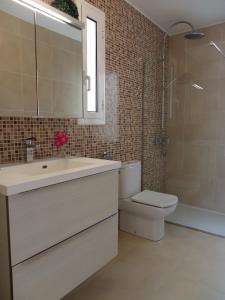 トッサ・デ・マールにあるDANLUX MOLI 12のバスルーム(洗面台、トイレ、シャワー付)