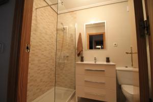 a bathroom with a shower and a sink and a toilet at Piso Vacacional en Murcia in Beniaján +23 photos