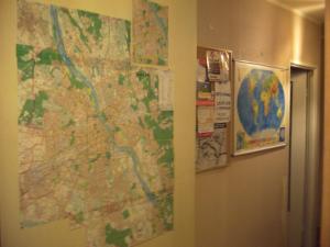 a large map on the wall of a room at U Rafcia in Warsaw