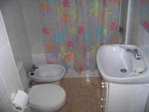 a bathroom with a toilet and a sink at Apartamentos Chelo in Navajas