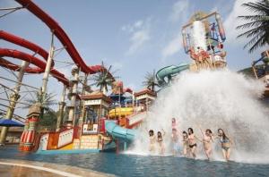 a group of girls in the water at a water park at Heidi Korea in Hongcheon